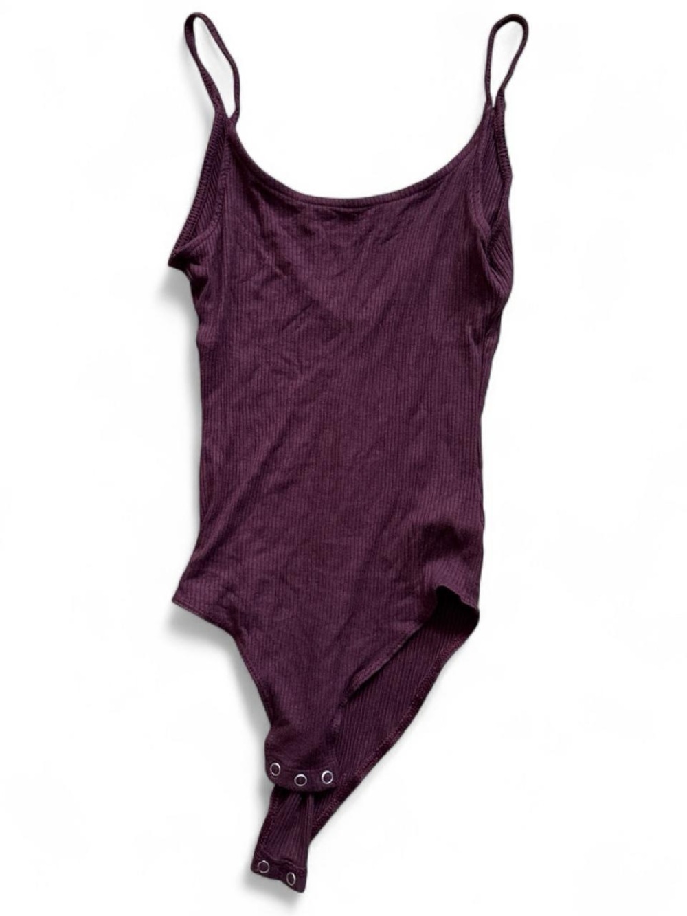 American Eagle Womens Plum Ribbed One-Piece Bodysuit